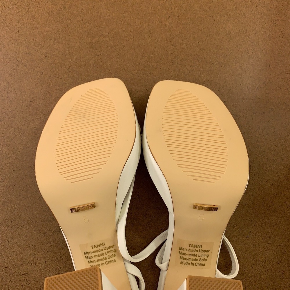 Billini Womens Size 5 White Faux Leather Strappy Tahni Block Heel Sandals New - Picture 9 of 12